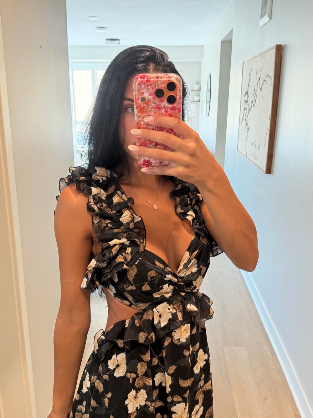 Petal & Pup Black Maxi Dress with White Floral Print - Picture 7 of 9
